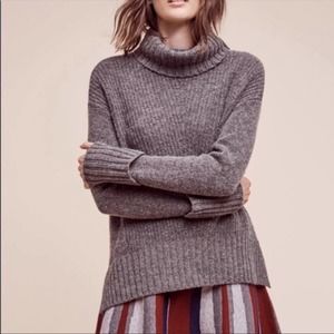 Anthro | Moth Grey Fireside Turtleneck Sweater L